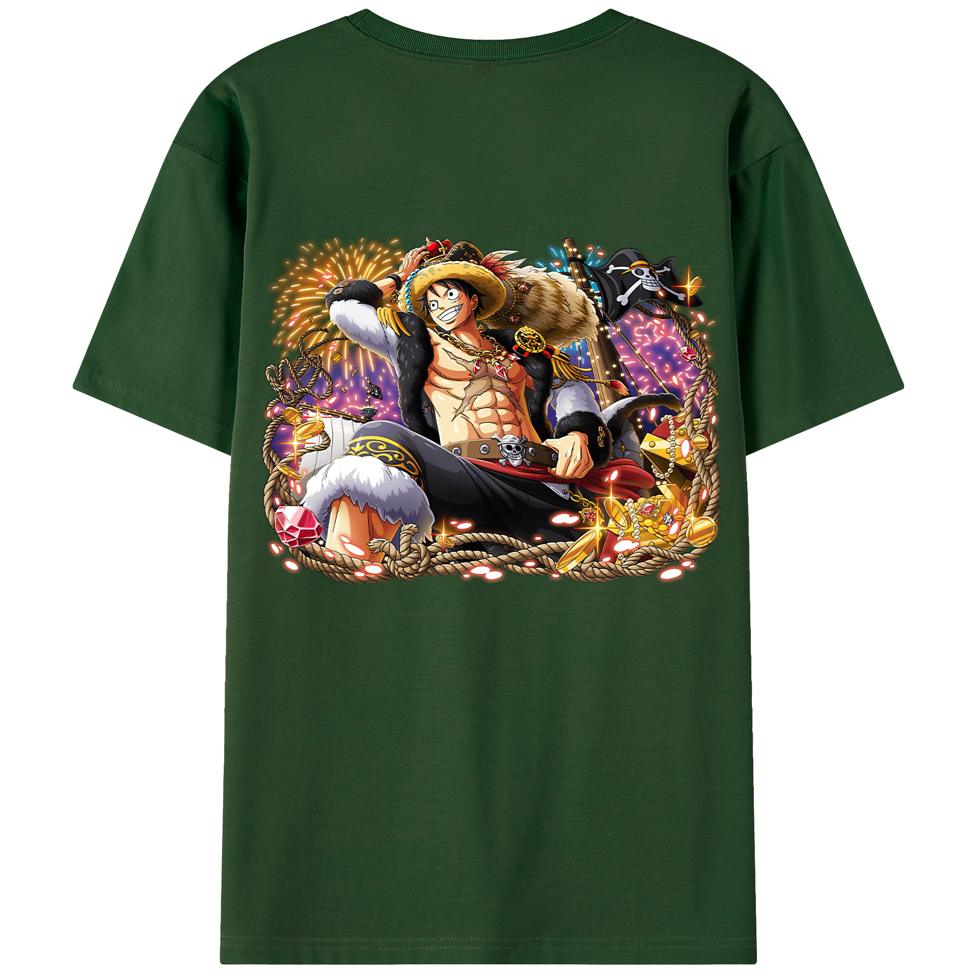 ワンピース モンキー・D・ルフィ ONE PIECE Monkey D. Luffy 綿100％半袖Tシャツ（背面プリント）